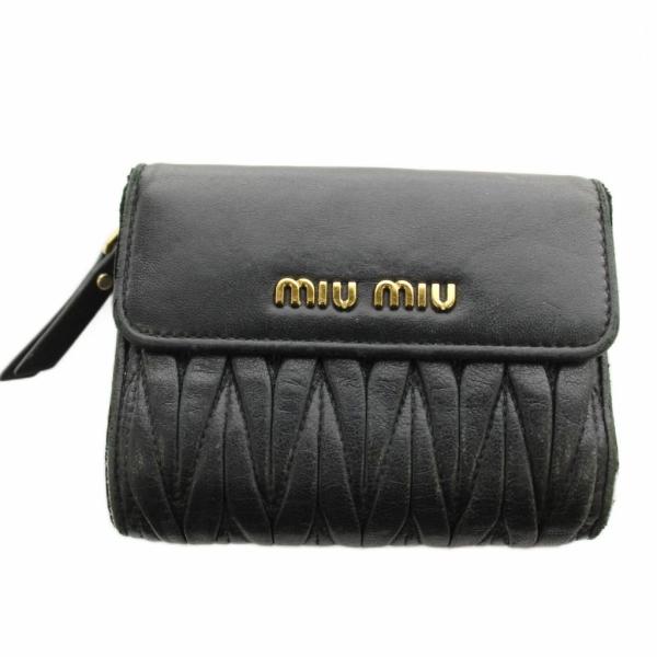 miu miu（ミュウミュウ） マテラッセ 財布 二つ折り 小銭入れ レザー