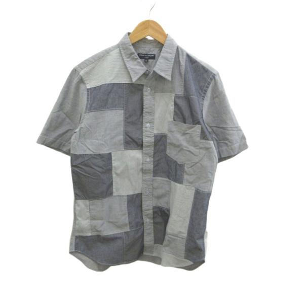 コムデギャルソンオム COMME des GARCONS HOMME 半袖シャツ クレイジーパターン L グレー 切り替えデザイン トップス HQ-B036 /YU