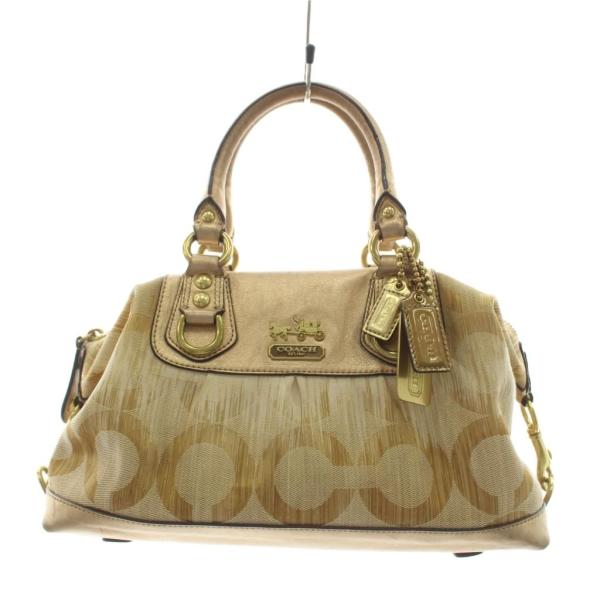 コーチ COACH マディソン オプアート ハンドバッグ ロゴ レザー ベージュ ゴールド色 13585 /AN レディース