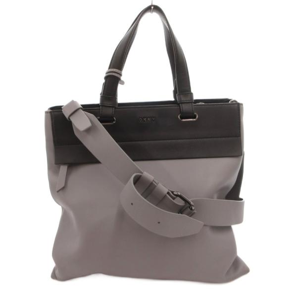 ダナキャランニューヨーク DKNY ハンドバッグ ショルダー 2WAY レザー ロゴ バイカラー 黒 ブラック グレー /FF ■GY11 レディース