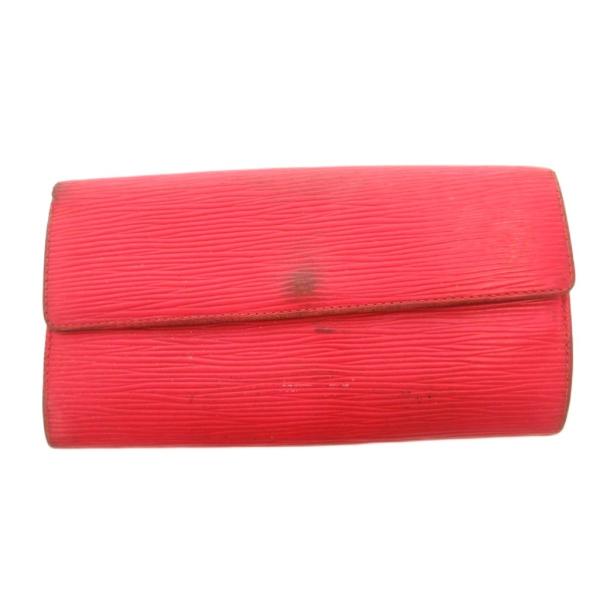 【美品】ルイヴィトン　LV エピ　赤色　レッド　二つ折り財布　札入れ LOUIS VUITTON（ルイ・ヴィトン） エピ 長財布 ウォレット 小銭入れ