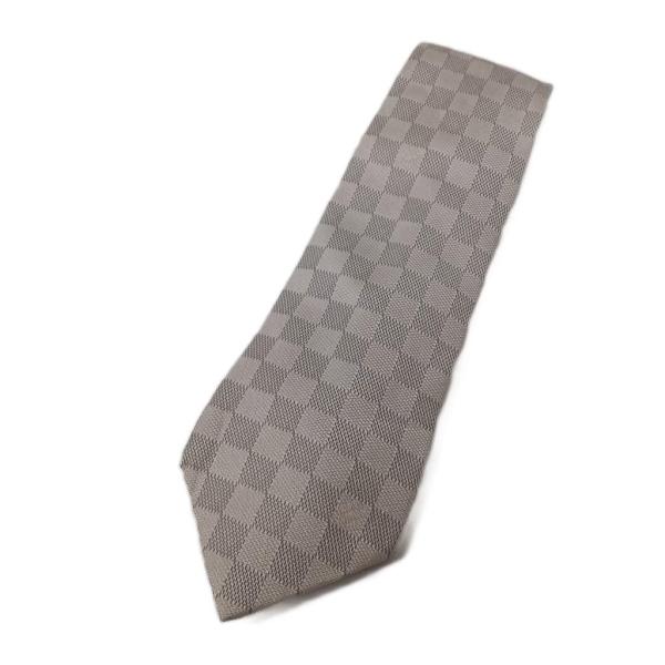 ルイヴィトン LOUIS VUITTON クラヴァット ダミエ ネクタイ ワイドタイ シルク グレー /TK ■OH ■GY17 メンズ