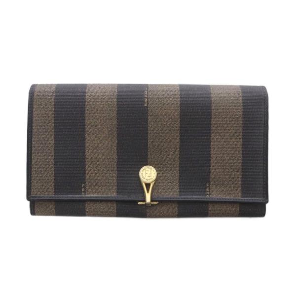 フェンディ FENDI 長財布 小銭入れあり ペカン柄 ストライプ 茶 ■GY11 /RI ■OS ■OH メンズ レディース