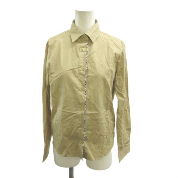 未使用品 バーバリーブルーレーベル BURBERRY BLUE LABEL シャツ ブラウス ノバチェックパイピング 長袖 38 ベージュ トップス