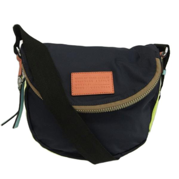 マークバイマークジェイコブス MARC by MARC JACOBS ドーモアリガト ショルダーバッグ クロスボディ ナイロン ロゴ 紺 マルチカラー