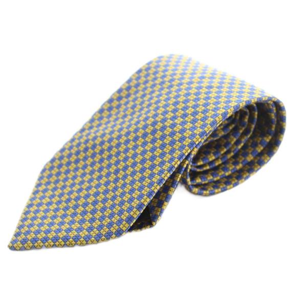 ダンヒル dunhill ネクタイ ワイドタイ チェック柄 シルク 青 ブルー 黄色 イエロー /MI ■GY11 メンズ