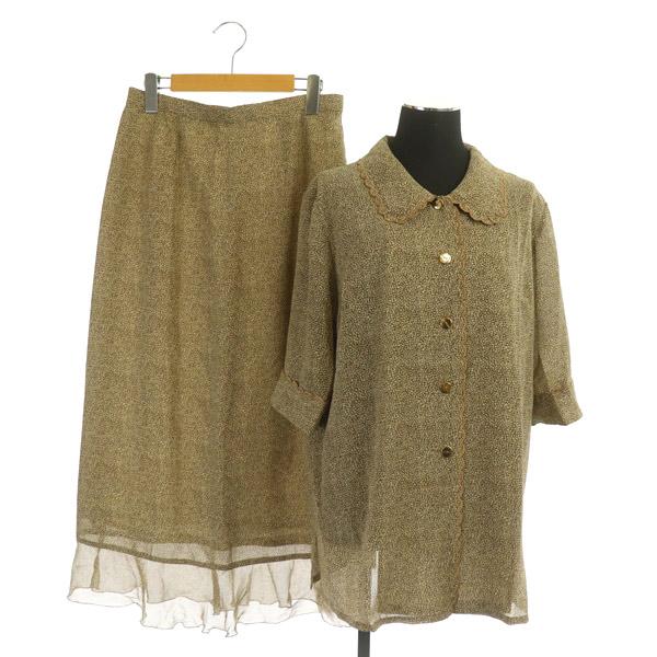 ボルボネーゼ BORBONESE セットアップ上下 ブラウス 五分袖 スカラップ  