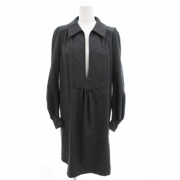 アドーア ADORE 美品 ワンピース キーネック ロング 長袖 36 グレー