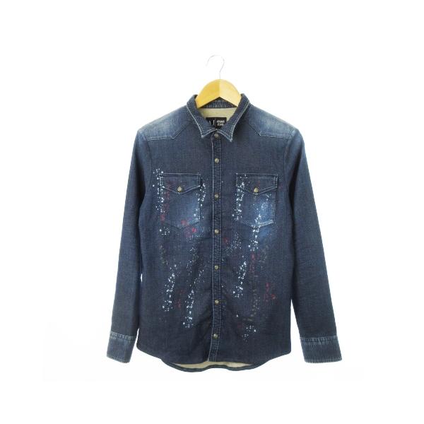 アルマーニ　デニム　ダンガリー　シャツ　男女兼用　32　B98　S　XS アルマーニ デニム ダンガリー シャツ 男女兼用 32 B98 S XS
