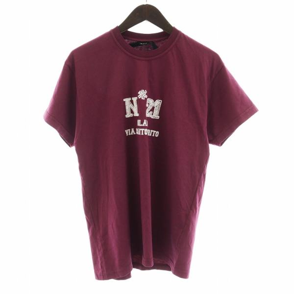 ヌメロヴェントゥーノ ロゴプリント　半袖Tシャツ 綿100% N°21 【S】 ヌメロヴェントゥーノ ロゴプリント 半袖Tシャツ 綿100% N°21
