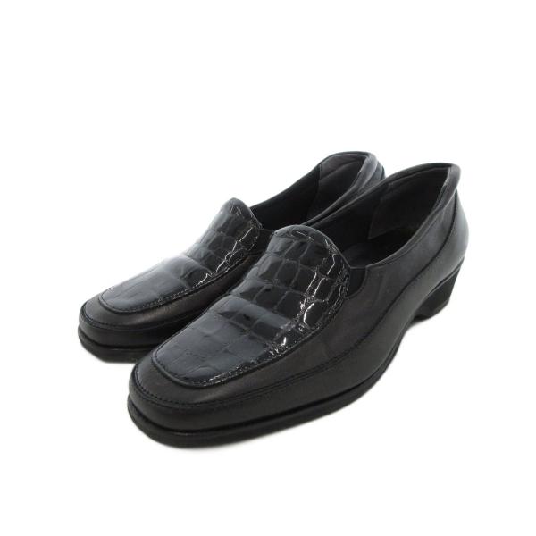 銀座ヨシノヤ yoshinoya ローファー スリッポン 22.5cm 黒 ブラック