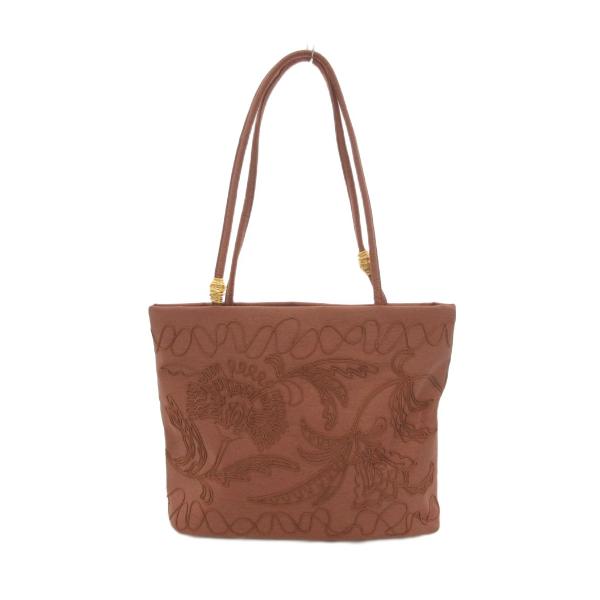HIROKO KOSHINO（ヒロコ コシノ） トートバッグ 茶 ブラウン 花刺繍