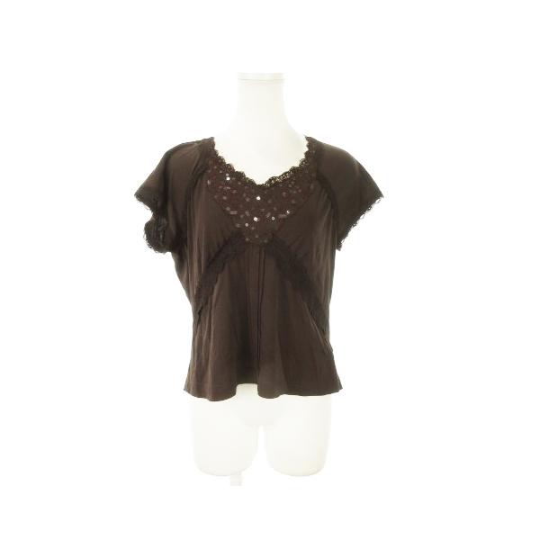 レリアン Leilian カットソー Vネック 半袖 レース メッシュ