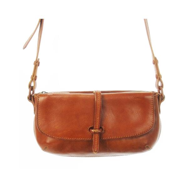 【中古】genten トスカ ショルダーバッグ 2way ウエストバッグ レザー 革 フラップ ベルト ステッチ ロゴ型押し 茶 ゲンテン genten トスカ ショルダーバッグ 2way ウエストバッグ レザー