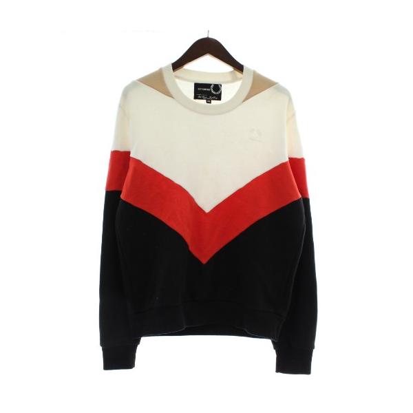 【中古】FRED PERRY × Raf Simons Chevron Insert Crew Sweat トレーナー スウェット 長袖 裏起毛 38 M マルチカラー FRED PERRY（フレッドペリー） × Raf Simons Chevron Insert Crew