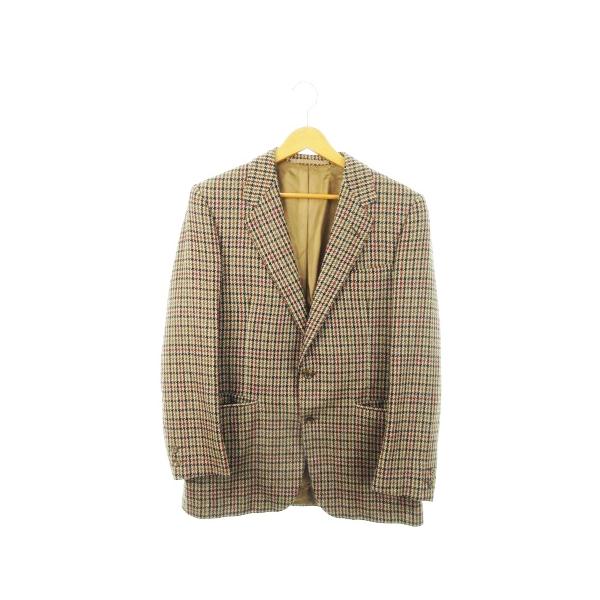 【中古】チェスターバリー カシミヤ テーラードジャケット ツイード 総裏地 サイドベンツ 千鳥格子 チェック 茶 チェスターバリー CHESTER BARRIE カシミヤ テーラードジャケット