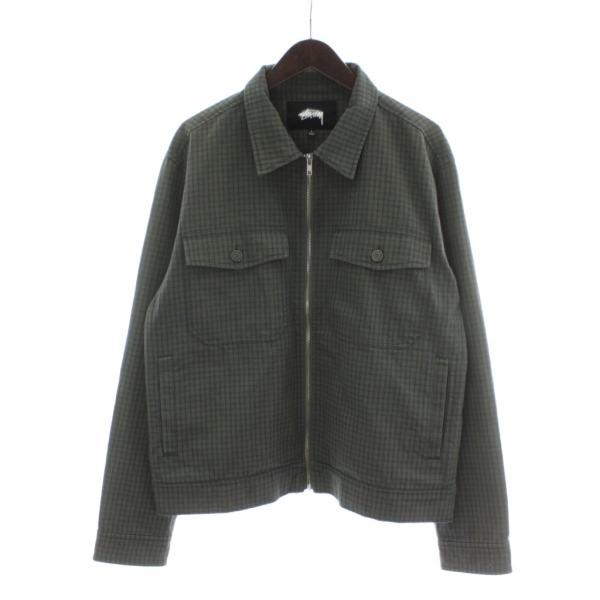 【中古】ステューシー STUSSY チェックガレージジャケット Check Garage アウター ジップアップタイプ L カーキ STUSSY（ステューシー） チェックガレージジャケット Check Garage