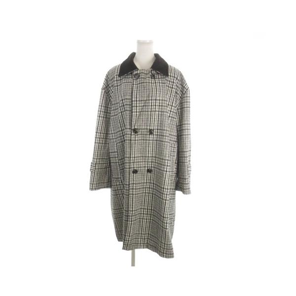 ジュノア JUNOAH ステンカラーコート ダブル チェック フェイクスエードカラー /MN22 ■GY99 レディース