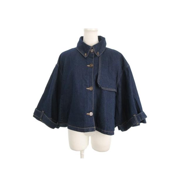 ZARA（ザラ） デニムジャケット XS 青 ダークブルー 七分袖 ボタン留め