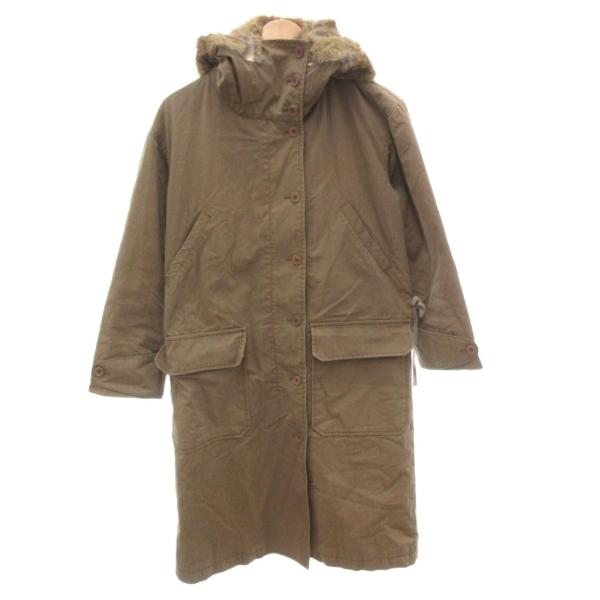 ダナキャランニューヨーク DKNY 90S ヴィンテージ モッズコート フェイクファーフード ロング S ベージュ /FF ■GY50 メンズ