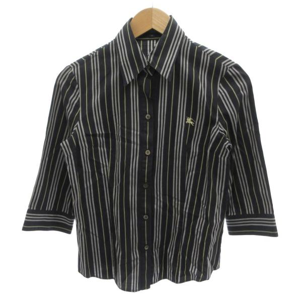 BURBERRY（バーバリー） 美品 シャツ 38 黒 ブラック ストライプ柄 七