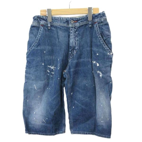 ゴートゥハリウッド GO TO HOLLYWOOD 子ども服 デニム ハーフパンツ 150 ブルー ペイント加工 ハーフ丈 /MD ■GY20 キッズ