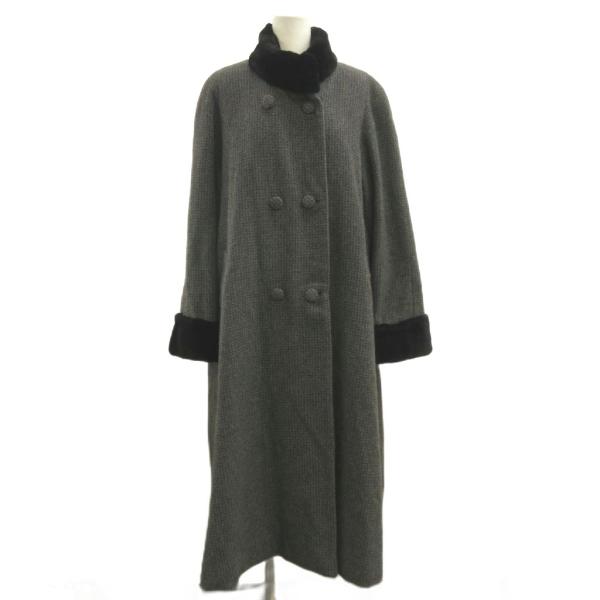 極美品 PIACENZA カシミヤ ウール100% ロングコート ミンクファー ピアチェンツァ PIACENZA ロングコート 上着 カシミヤ ミンクファー F