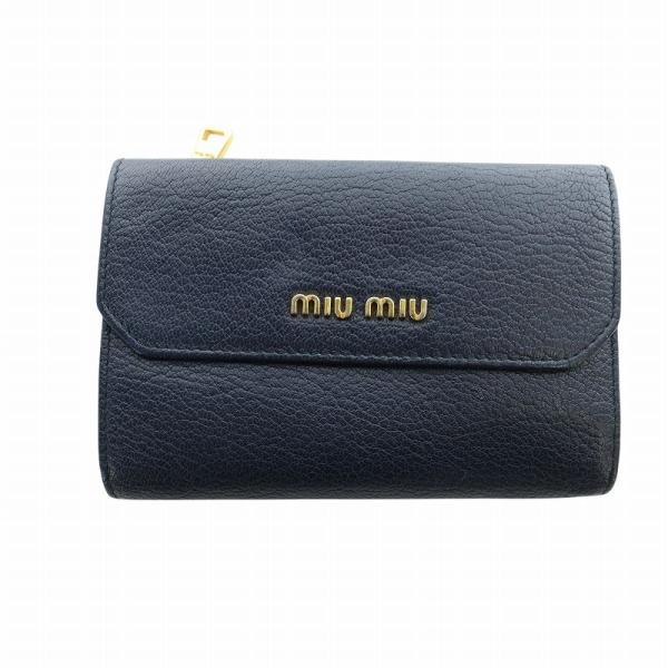 MIU MIU ミュウミュウ 三つ折り財布 バイカラー レザー ウォレット MIUMIU ミュウミュウ コンパクトウォレット バイカラー 三つ折り