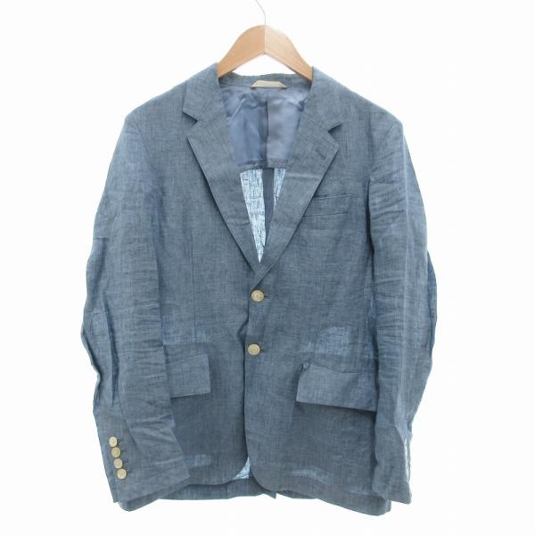 美品　ポールスミス　リネン100％　アンコン　テーラードジャケット　M　グレー ポールスミスコレクション PAUL SMITH COLLECTION テーラード