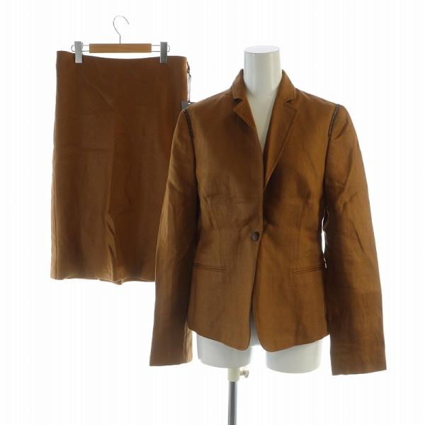 【中古】フェンディ FENDI セットアップ タグ付き 上下 テーラードジャケット ロングスカート 麻 リネン 長袖 ロゴ FENDI（フェンディ） セットアップ タグ付き 上下 テーラード