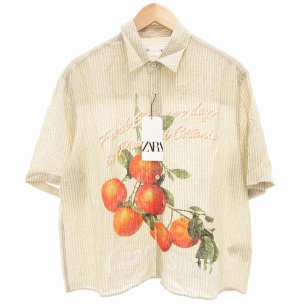 ZARA 未使用品 ザラ タグ付き ストライプシャツ 半袖 カジュアル