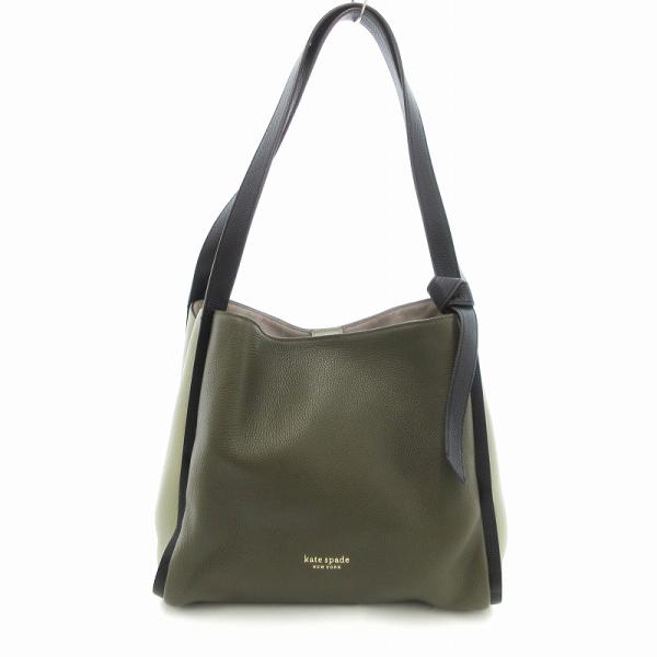 極美品Kate spade大容量A4OKノットラージバッグ　カーキxグレージュ kate spade NEW YORK（ケイト・スペード ニューヨーク） ケイト