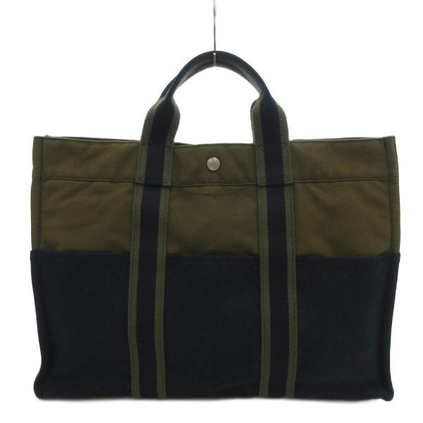 HERMES（エルメス） フールトゥ MM トートバッグ キャンバス カーキ 黒