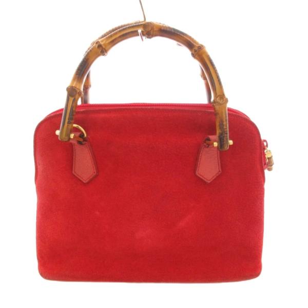 【中古】グッチ GUCCI バンブー ハンドバッグ スエード レッド /UO レディース GUCCI（グッチ） バンブー ハンドバッグ スエード レッド /UO