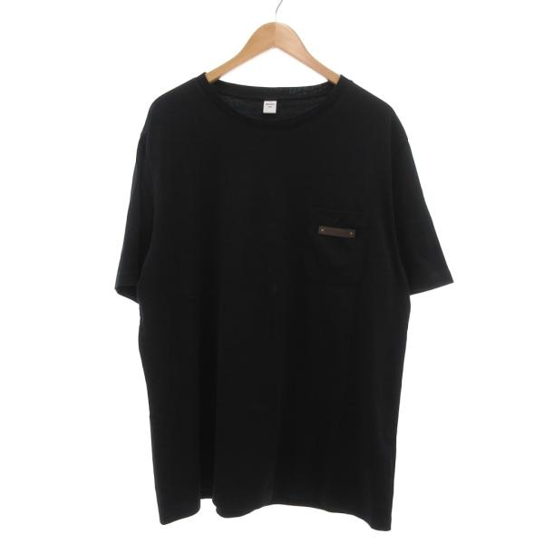 【中古】ベルルッティ Berluti レザータグ Tシャツ ポケット 半袖 ロゴ 2XL 黒 /UO メンズ ベルルッティ Berluti レザータグ Tシャツ ポケット 半袖 ロゴ 2XL 黒