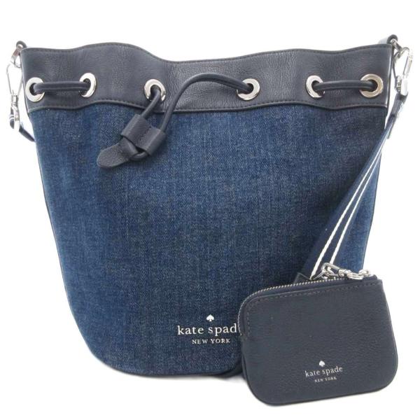 未使用級　ケイトスペード　デニム　ショルダーバッグ　巾着　ポーチ付き　マグネット kate spade NEW YORK ケイトスペード KATE SPADE ショルダーバッグ