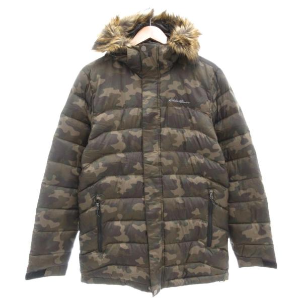 美品 エディーバウアー 高級グースダウン フーデットダウンジャケット M カーキ 未使用品 エディーバウアー EDDIE BAUER タグ付き ダウンコート