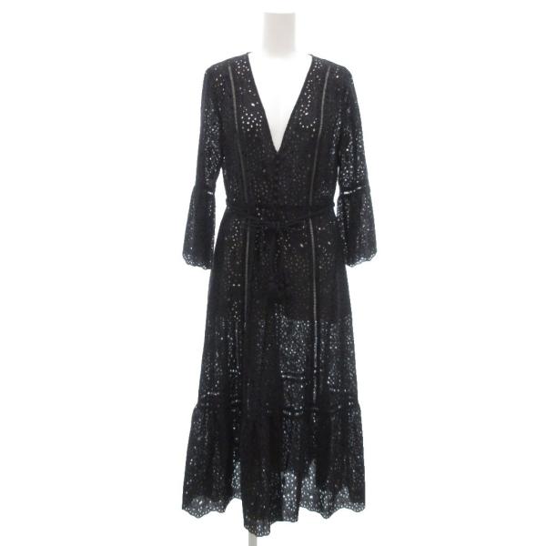 ★新品未使用★ANAYI ペイズリー柄ロングワンピース 黒　36号 未使用品 アナイ ANAYI タグ付き ペイズリーレースロングワンピース