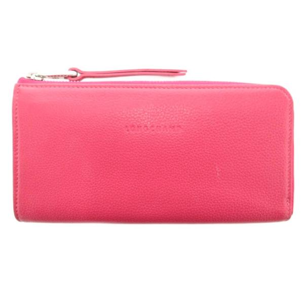ロンシャン 長財布 ピンク L字ファスナー 美品 LONGCHAMP（ロンシャン） ル フローネ 長財布 ウォレット ロゴ レザー