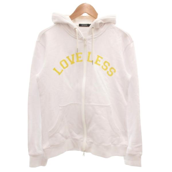 【中古】未使用品 ラブレス LOVELESS タグ付き ジップアップパーカー スウェット L アーチロゴ プリント 裏毛 未使用品 ラブレス LOVELESS タグ付き ジップアップパーカー