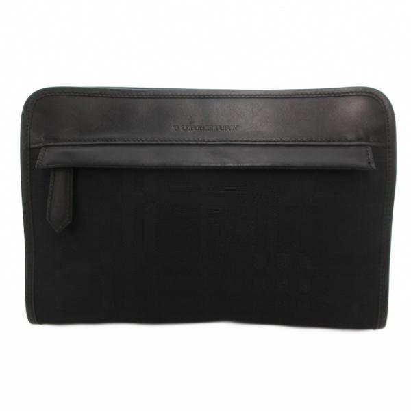 【中古】バーバリー BURBERRY クラッチバッグ セカンドバッグ ジャガード シャドーチェック ブラック /UO メンズ BURBERRY（バーバリー） クラッチバッグ セカンドバッグ ジャガード