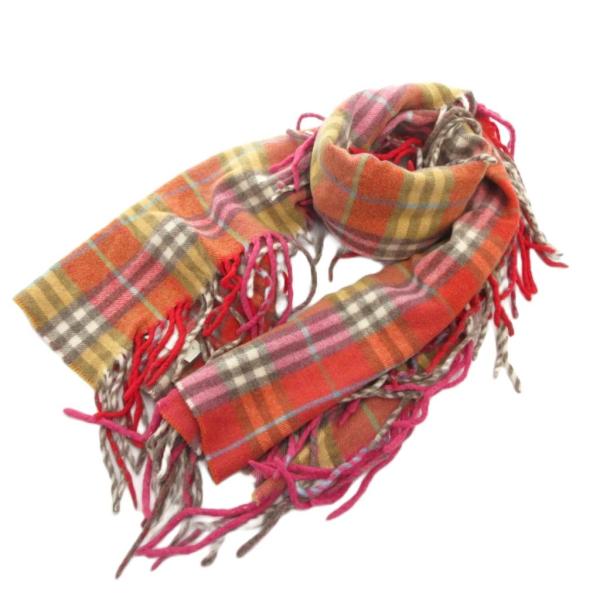BURBERRY チェック柄マフラー 赤ブラウン Amazon | [BURBERRY] [バーバリー] カシミアマフラー パレードレッド