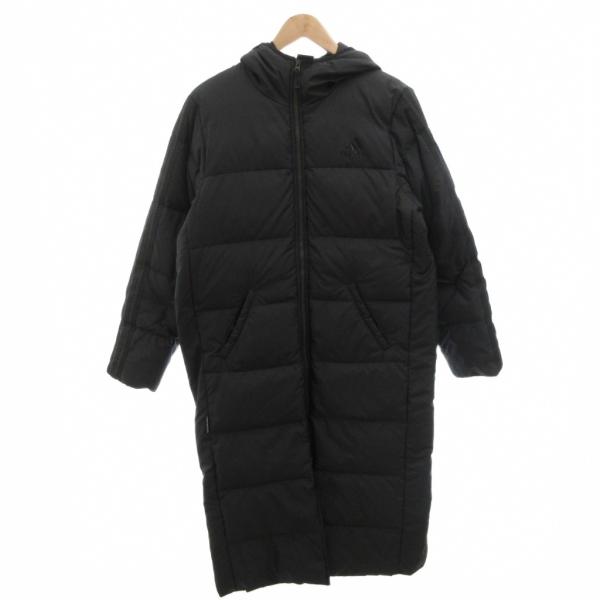 adidas（アディダス） ベンチコート ダウン ロング ロゴ フード S 黒