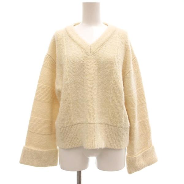フレディ エミュ fredy emue 24AW ブークレニット Vネック プルオーバー 38 アイボリー系 /UO レディース