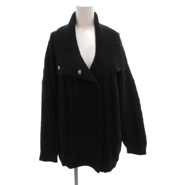 ジュンココシノ JUNKO KOSHINO BOUTIQUE JUNKO カーディガン ケーブルニット 厚手 大きなサイズ 3L 黒 ブラック /FF レディース