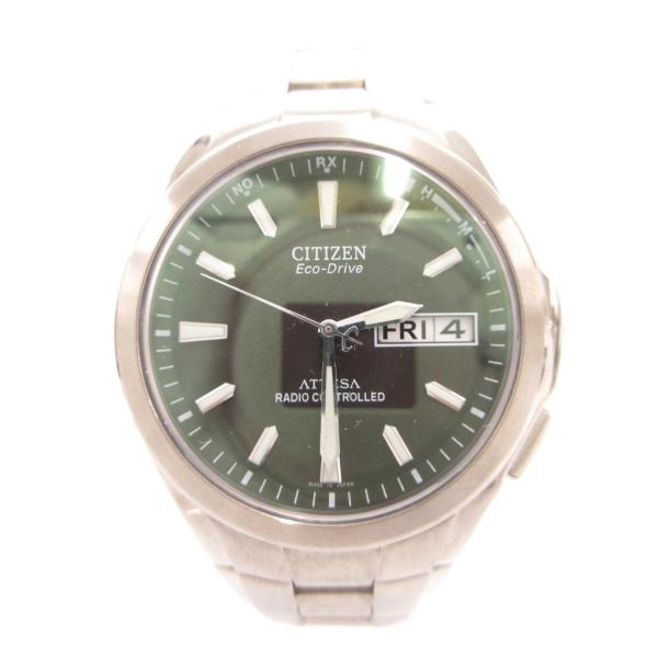 シチズン CITIZEN ATTESA 腕時計 ウォッチ デイデイト 電波ソーラー デイデイト 文字盤ブラック シルバーカラー ATD53-2792 /FF メンズ