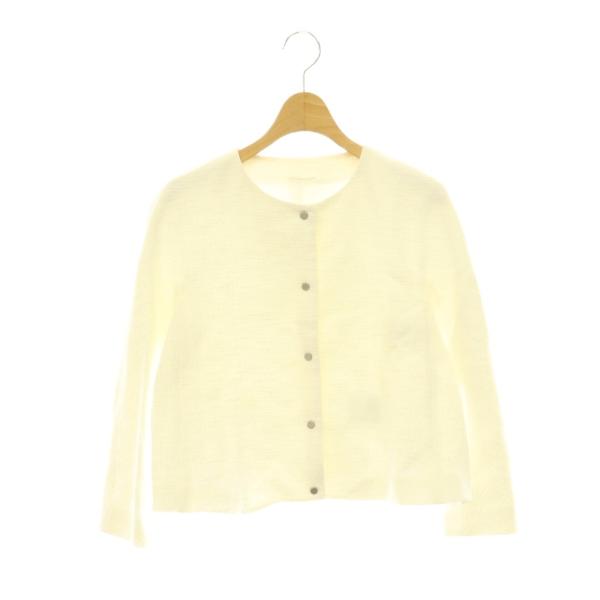 美品【ANAYI】 【アナイ】ノーカラージャケット ジップアップ 白(38) アナイ ANAYI ノーカラー ジャケット スナップボタン 38 白 ホワイト