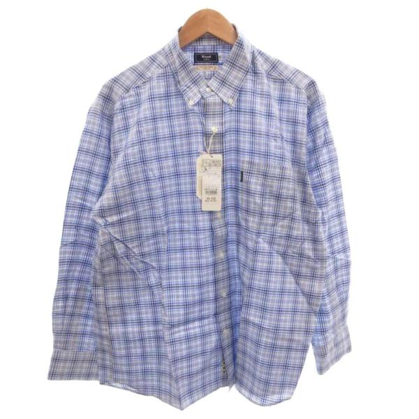 未使用品 Kent IN TRADITION ボタンダウンシャツ 半袖 チェック 3L ライトブルー /FF メンズ