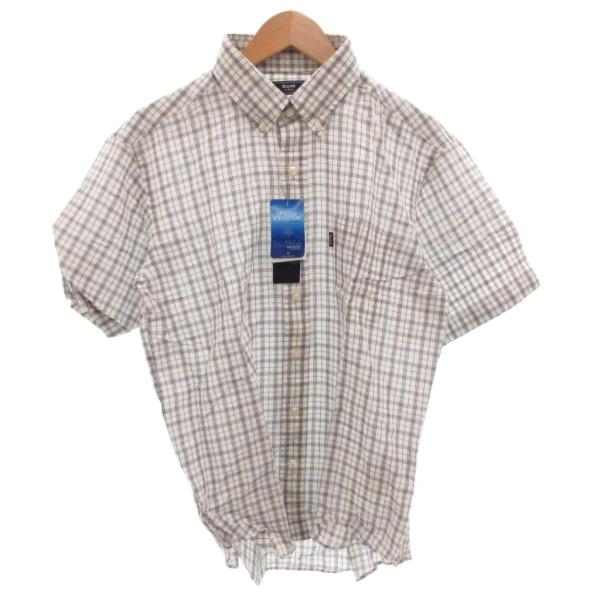 未使用品 Kent IN TRADITION タグ付き シャツ 半袖 チェック リネン混 LL 白 ホワイト /FF メンズ