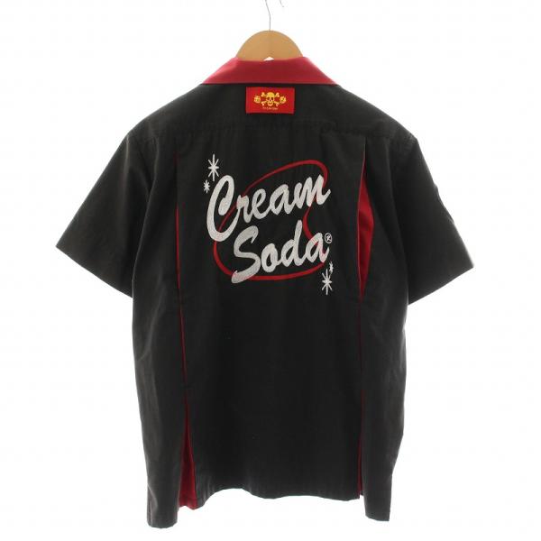 クリームソーダ CREAM SODA ピンクドラゴン シャツ 刺繍 半袖 M